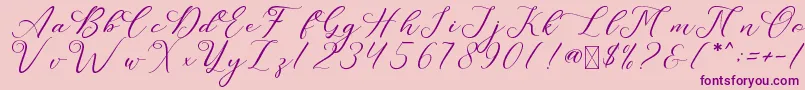 LeslieDawn-Schriftart – Violette Schriften auf rosa Hintergrund