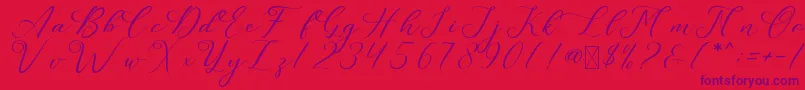 LeslieDawn-fontti – violetit fontit punaisella taustalla