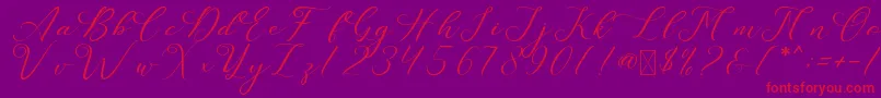 フォントLeslieDawn – 紫の背景に赤い文字