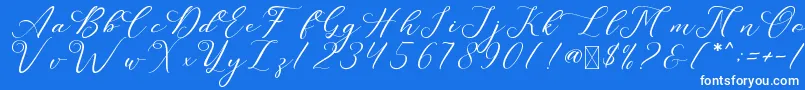フォントLeslieDawn – 青い背景に白い文字