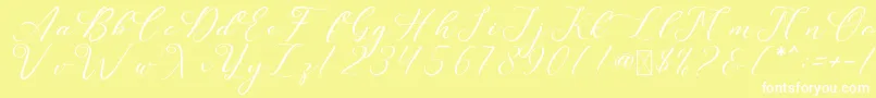 LeslieDawn Font – White Fonts on Yellow Background