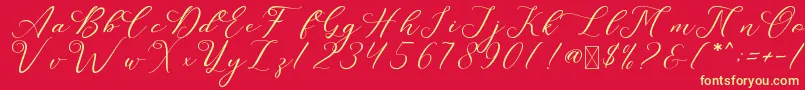 LeslieDawn Font – Yellow Fonts on Red Background