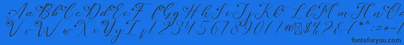 LeslieDawnLove Font – Black Fonts on Blue Background