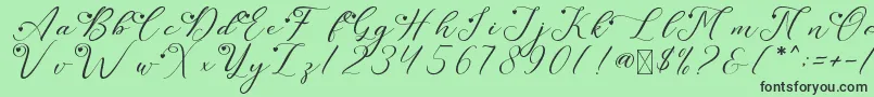 LeslieDawnLove-Schriftart – Schwarze Schriften auf grünem Hintergrund