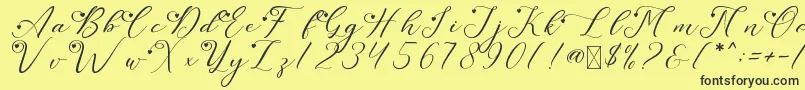 LeslieDawnLove-fontti – mustat fontit keltaisella taustalla