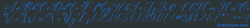 LeslieDawnLove-fontti – siniset fontit mustalla taustalla