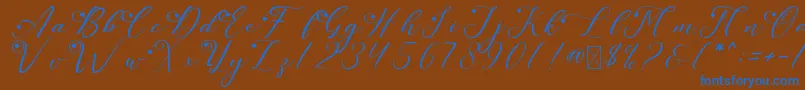 LeslieDawnLove-Schriftart – Blaue Schriften auf braunem Hintergrund