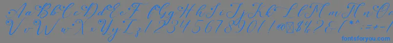 LeslieDawnLove-fontti – siniset fontit harmaalla taustalla