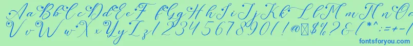 LeslieDawnLove Font – Blue Fonts on Green Background