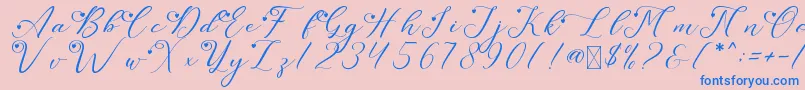 LeslieDawnLove-fontti – siniset fontit vaaleanpunaisella taustalla