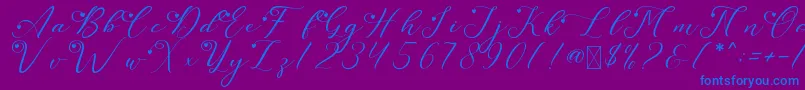 フォントLeslieDawnLove – 紫色の背景に青い文字