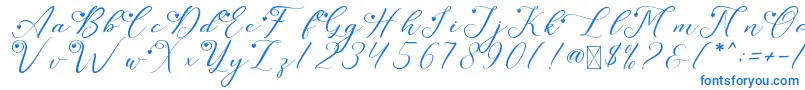 フォントLeslieDawnLove – 白い背景に青い文字