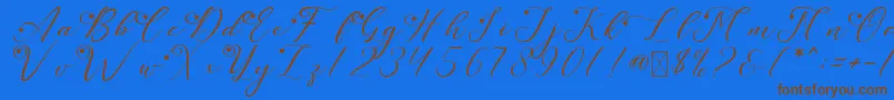 Czcionka LeslieDawnLove – brązowe czcionki na niebieskim tle