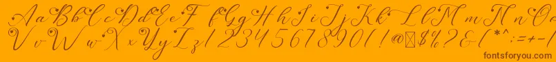 LeslieDawnLove Font – Brown Fonts on Orange Background