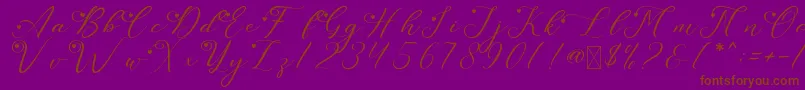 LeslieDawnLove-Schriftart – Braune Schriften auf violettem Hintergrund