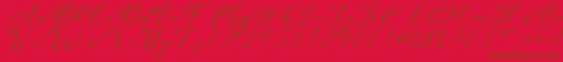 LeslieDawnLove Font – Brown Fonts on Red Background