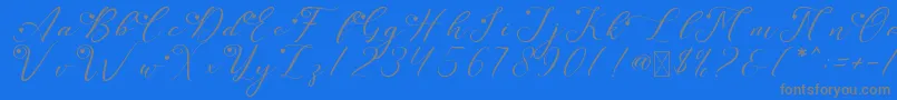 LeslieDawnLove Font – Gray Fonts on Blue Background