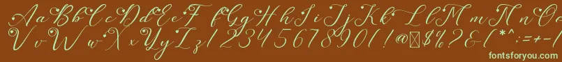 LeslieDawnLove Font – Green Fonts on Brown Background