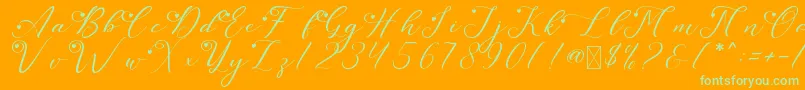 LeslieDawnLove Font – Green Fonts on Orange Background