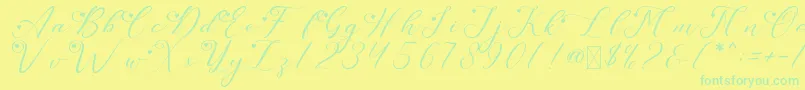 LeslieDawnLove-Schriftart – Grüne Schriften auf gelbem Hintergrund