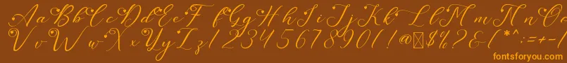 LeslieDawnLove Font – Orange Fonts on Brown Background