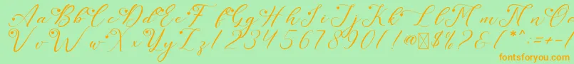 Шрифт LeslieDawnLove – оранжевые шрифты на зелёном фоне