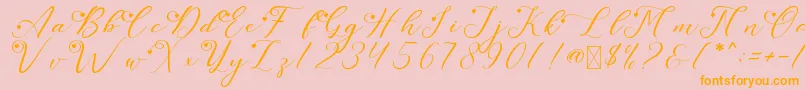 LeslieDawnLove-Schriftart – Orangefarbene Schriften auf rosa Hintergrund