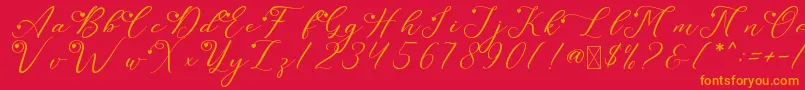 LeslieDawnLove Font – Orange Fonts on Red Background
