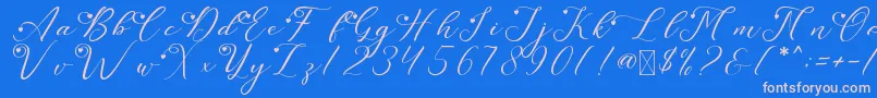 LeslieDawnLove Font – Pink Fonts on Blue Background