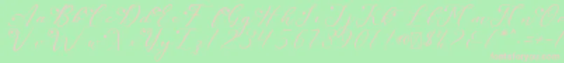 LeslieDawnLove-Schriftart – Rosa Schriften auf grünem Hintergrund