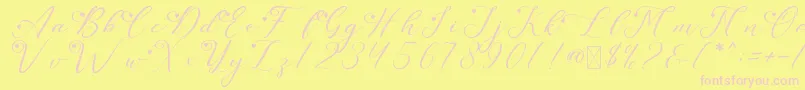 フォントLeslieDawnLove – ピンクのフォント、黄色の背景