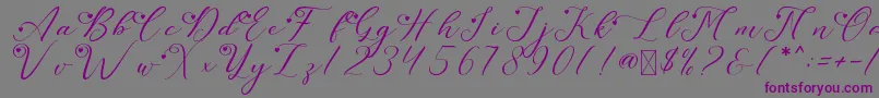LeslieDawnLove-fontti – violetit fontit harmaalla taustalla