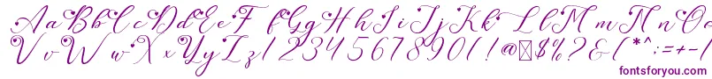フォントLeslieDawnLove – 白い背景に紫のフォント