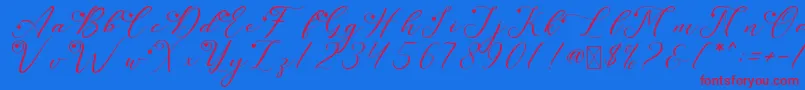 Шрифт LeslieDawnLove – красные шрифты на синем фоне