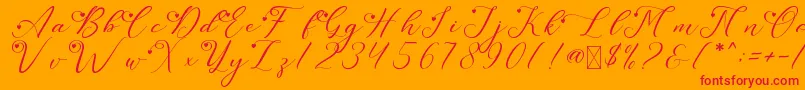 LeslieDawnLove Font – Red Fonts on Orange Background