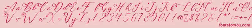 LeslieDawnLove-Schriftart – Rote Schriften auf rosa Hintergrund