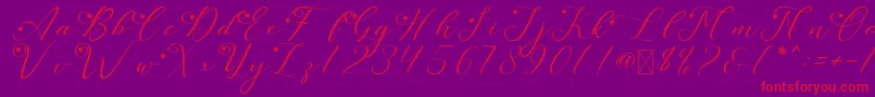 LeslieDawnLove Font – Red Fonts on Purple Background