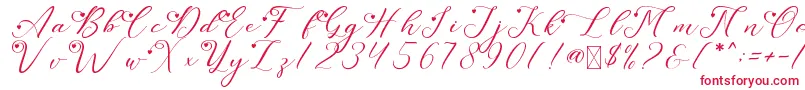 LeslieDawnLove Font – Red Fonts on White Background