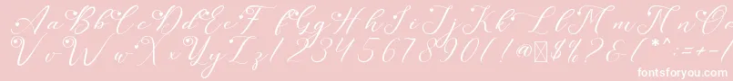 LeslieDawnLove-fontti – valkoiset fontit vaaleanpunaisella taustalla