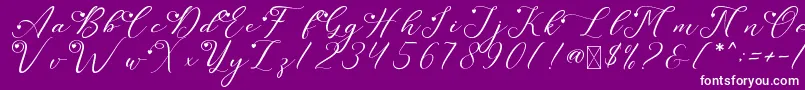 LeslieDawnLove-fontti – valkoiset fontit violetilla taustalla