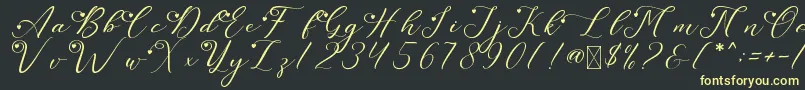LeslieDawnLove-fontti – keltaiset fontit mustalla taustalla
