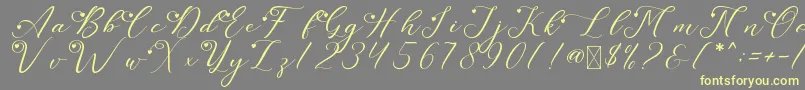 LeslieDawnLove-fontti – keltaiset fontit harmaalla taustalla