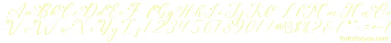 LeslieDawnLove-Schriftart – Gelbe Schriften auf weißem Hintergrund
