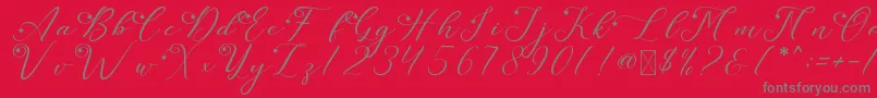 LeslieDawnStar-Schriftart – Graue Schriften auf rotem Hintergrund