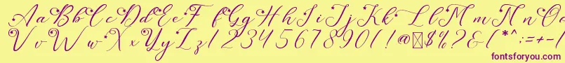 LeslieDawnStar Font – Purple Fonts on Yellow Background