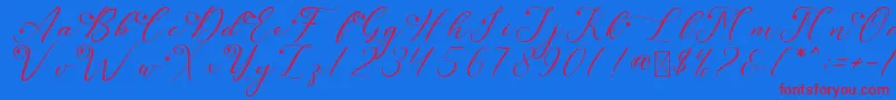 LeslieDawnStar-Schriftart – Rote Schriften auf blauem Hintergrund