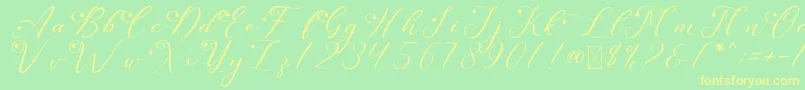 LeslieDawnStar Font – Yellow Fonts on Green Background