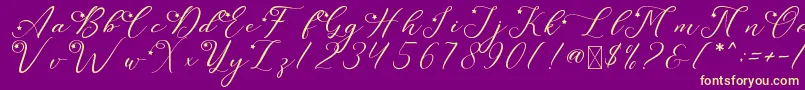 LeslieDawnStar Font – Yellow Fonts on Purple Background