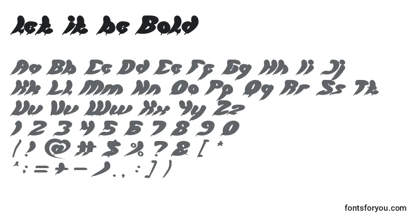 Schriftart Let it be Bold – Alphabet, Zahlen, spezielle Symbole