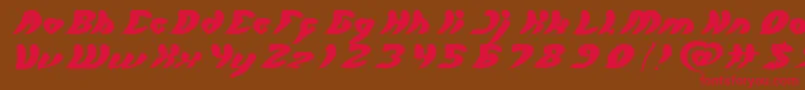 フォントlet it be Light – 赤い文字が茶色の背景にあります。